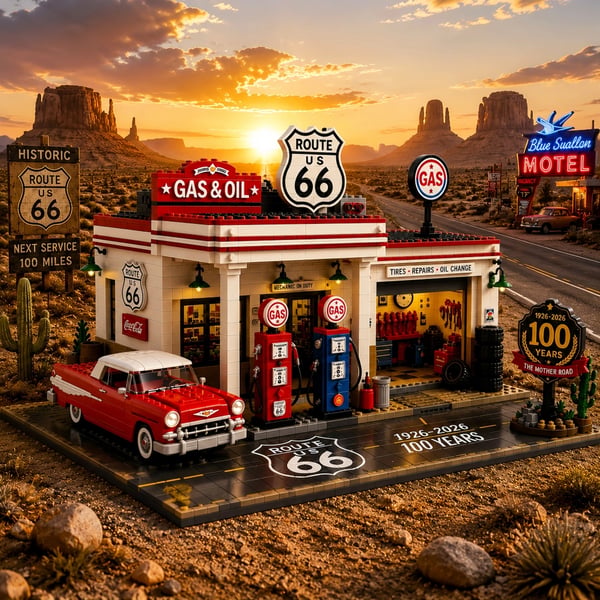 🧩Route 66 Gas Station Centennial Edition Building Block Set