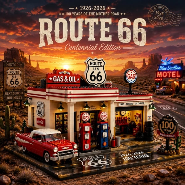 🧩Route 66 Gas Station Centennial Edition Building Block Set
