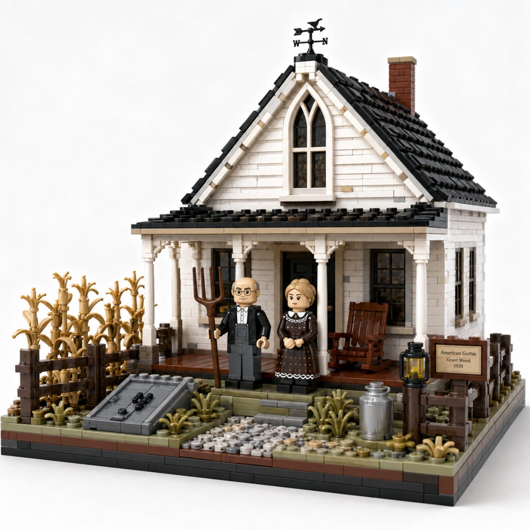 🏠American Gothic Farmhouse Collector Building Set