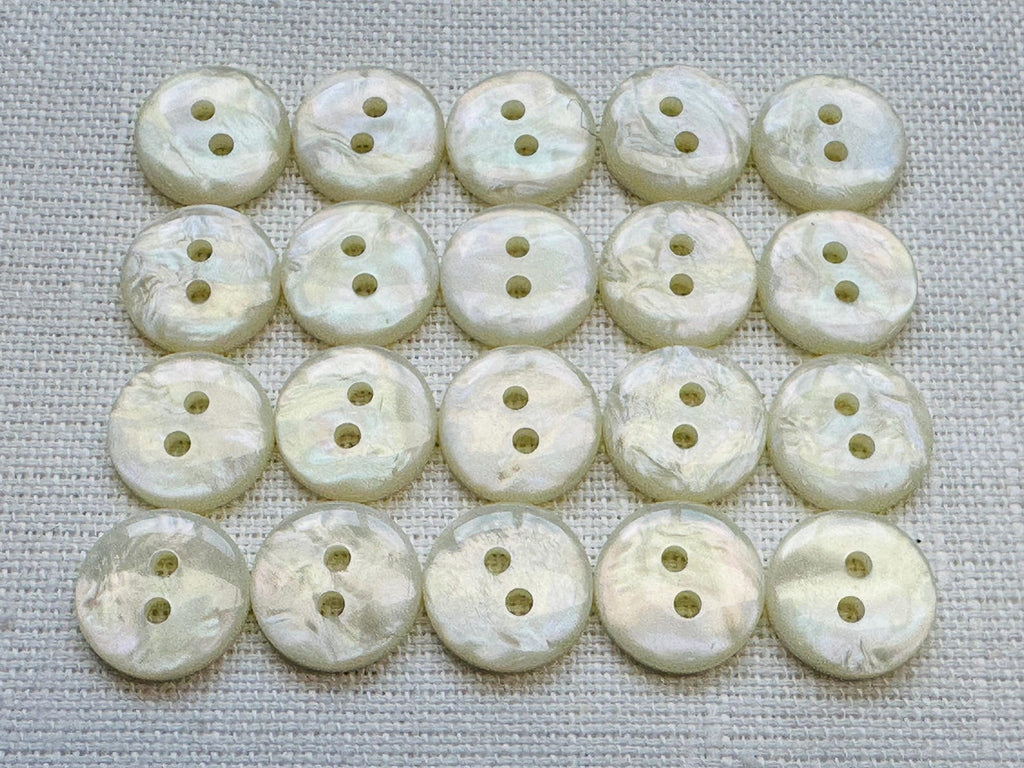 White Iridescent Buttons 12mm – Set of 20 – Pearly Sewing Buttons for Knitting and Dressmaking