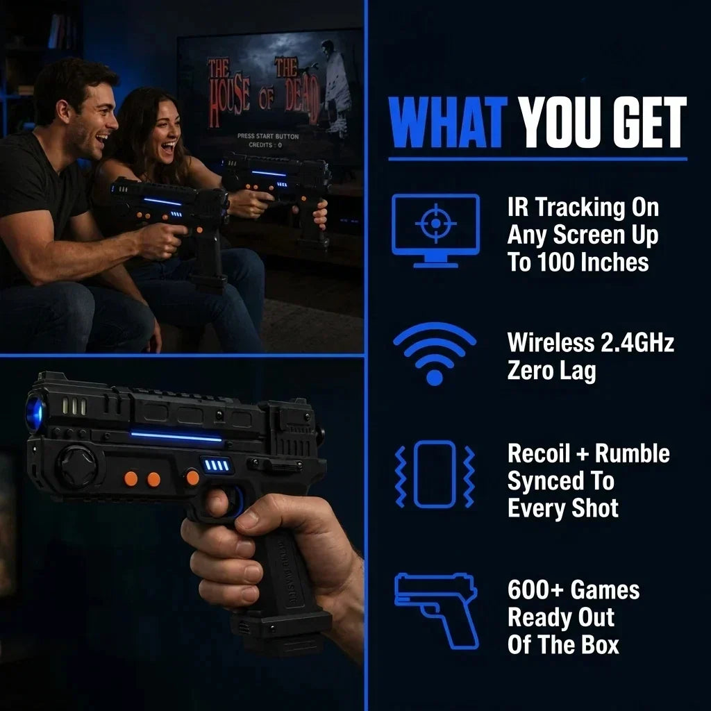 🔫 Wireless Arcade Light Gun – Instant Action, Zero Wires