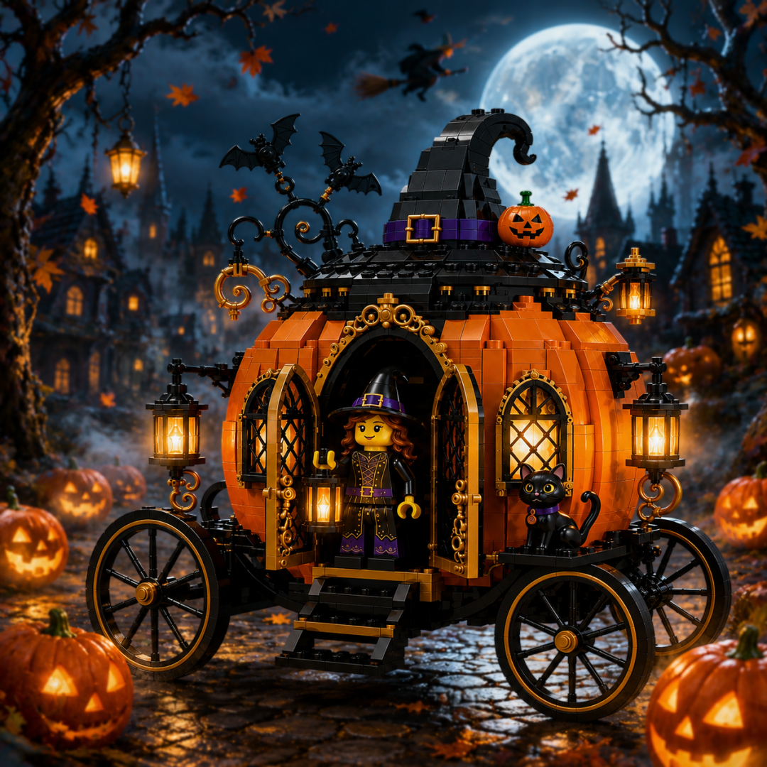 🧙The Witch’s Haunted Pumpkin Carriage Halloween Building Set